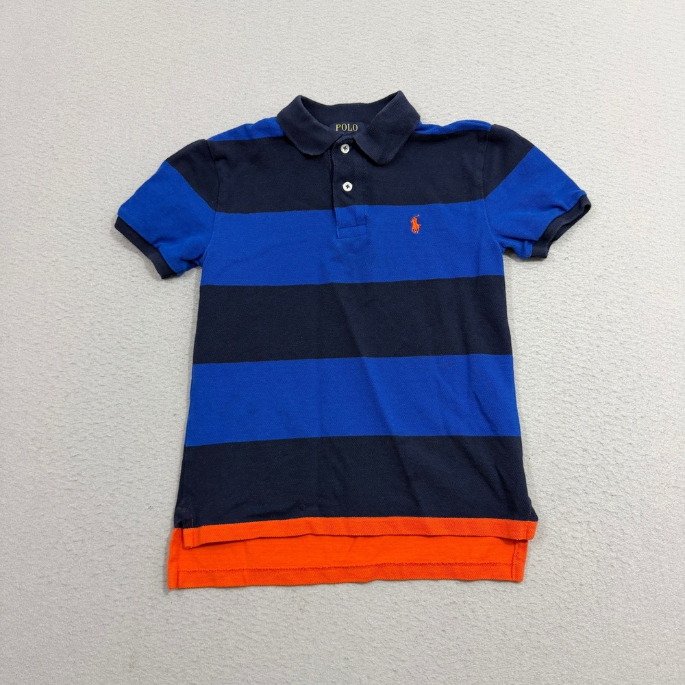 Polo Ralph Lauren Polo Boys S(8) Blue Striped Short Sleeve Cotton Casual Shirt